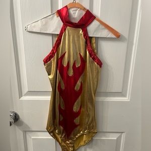 Shiny Red Gold Leotard Costume